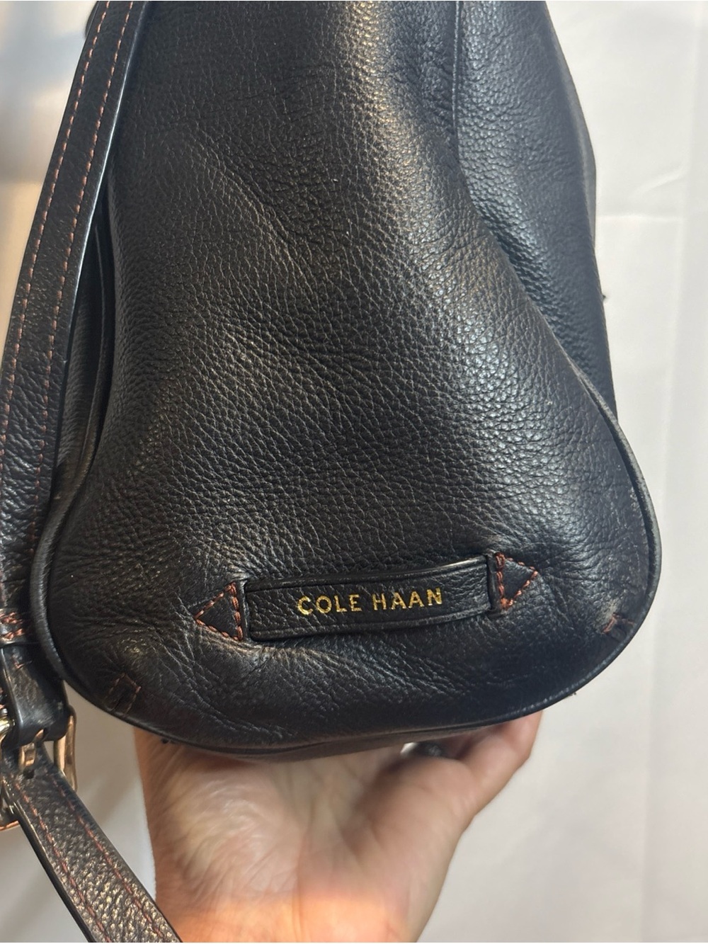 Cole Haan Black Leather Tassel Shoulder Bag - Picture 3 of 15